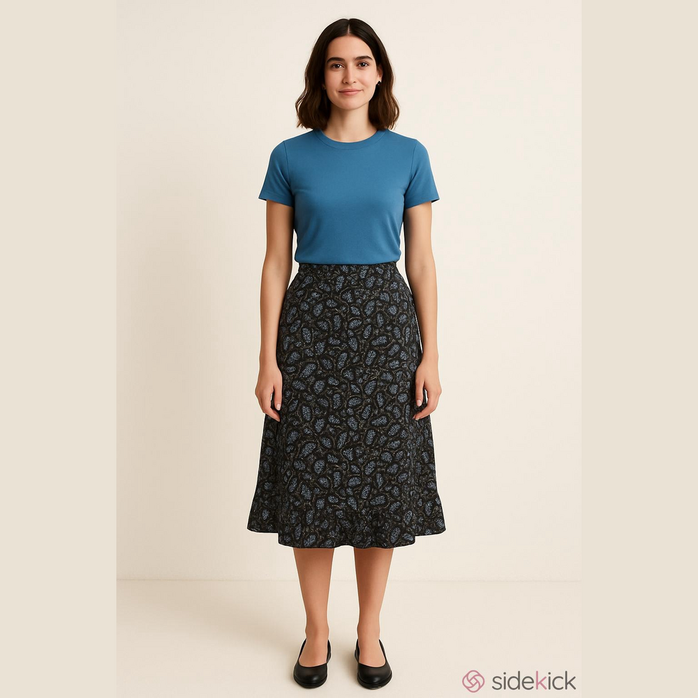 Paisley Print Skirt Brown Blue Size 10